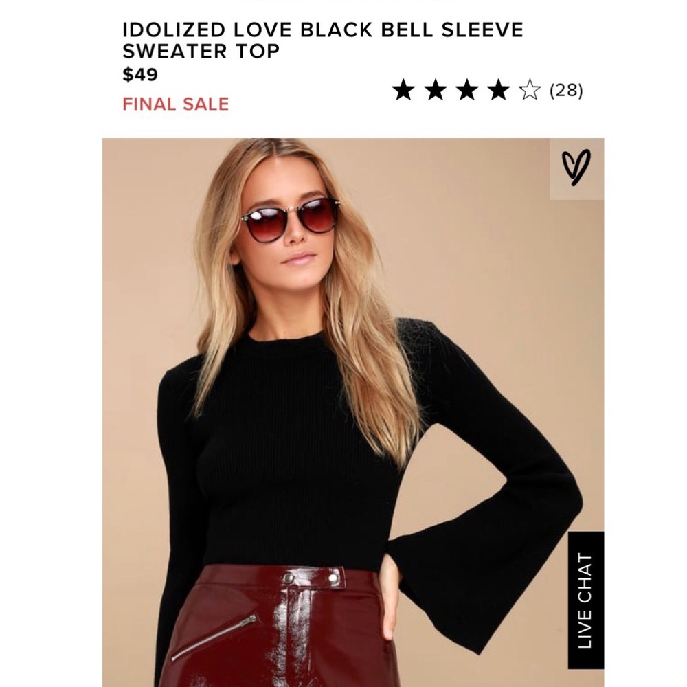 Lulus Black Bell Sleeve Sweater